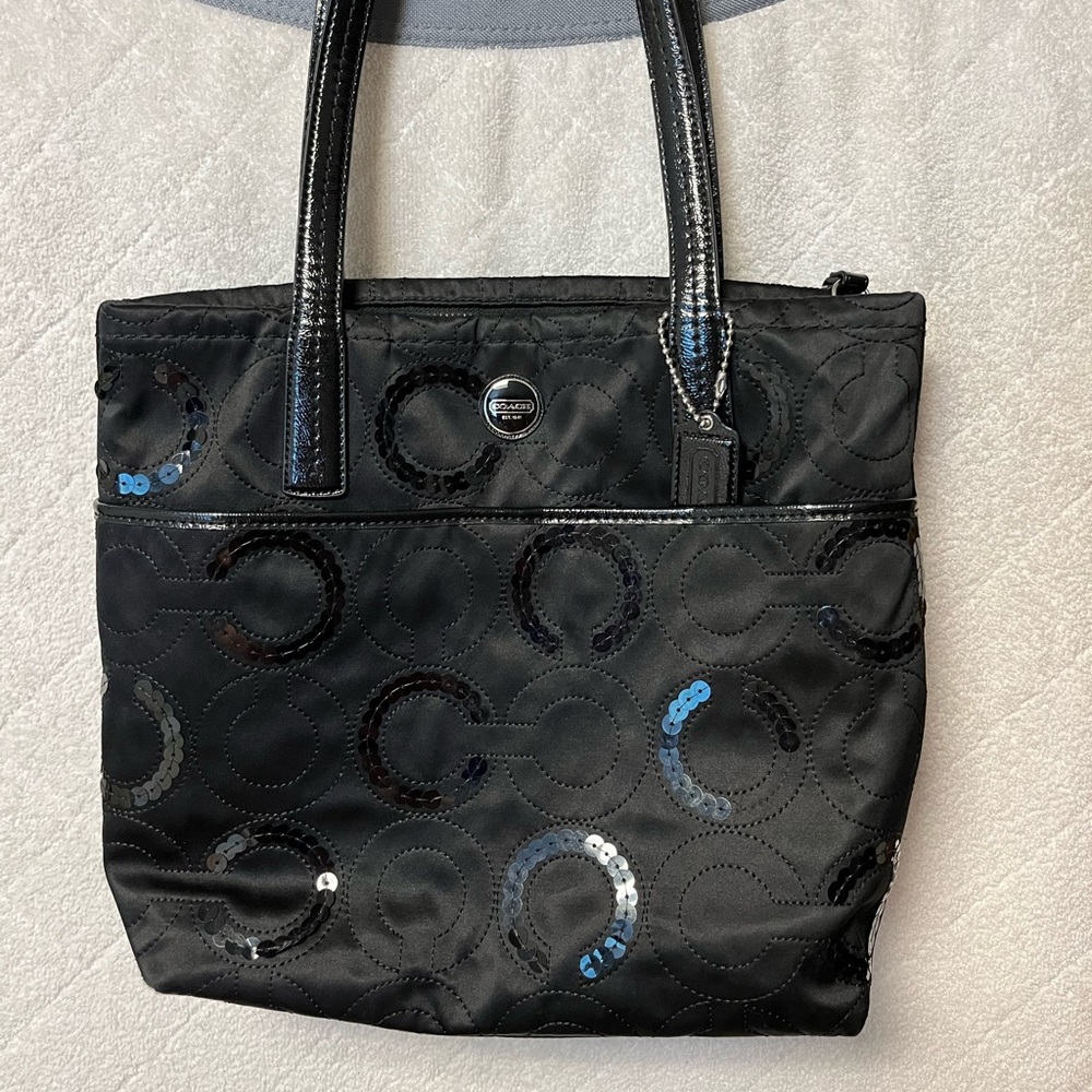 Coach black shiny sequin handbag/purse